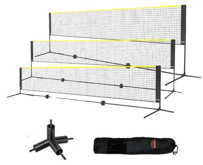 Image de VEVOR Filet de badminton, Filet de volley-ball réglable en hauteur, 510 x 155 x 103 cm Filet de pickleball pliable, Kit de filet de tennis portable et facile à monter avec poteaux, support & sac de transport