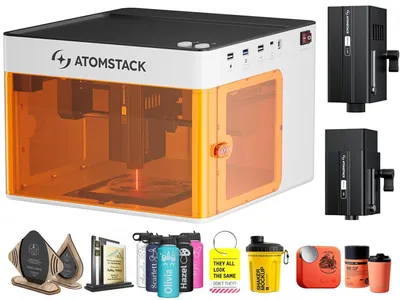 Produktbild von ATOMSTACK P1 Dual Laser Gräviermaschine: 5W Blauer Diodenlaser+1W IR Infrarot, Mini und tragbar, 10000mm/min CoreXY Design, Play & Plug