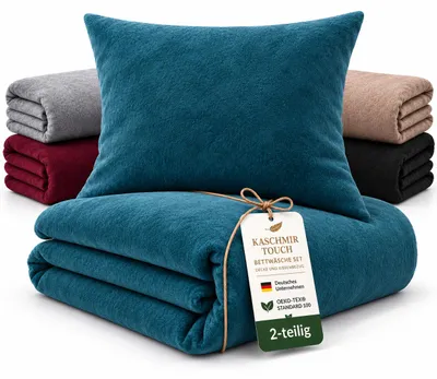 Produktbild von Cashmere Touch Bettwäsche Set, Mikrofaser 180 g/m²,155x220cm + 80x80cm,Petrol