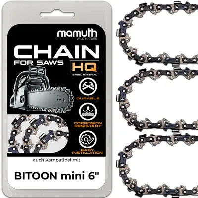 Produktbild von 3x Sägekette Kettensäge 15cm 1,1mm 1/4" 37 TG für BITOON mini 6"