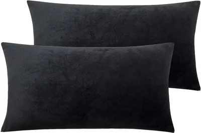 Zdjęcie produktu dla Zestaw 2 poszewek na poduszki, 40 x 80 cm, antracytowy, czarny, welwet. Dekoracyjne poszewki na poduszki, miękkie, puszyste, przytulne. Poszewki dekoracyjne, poduszki do salonu, poduszki na sofę