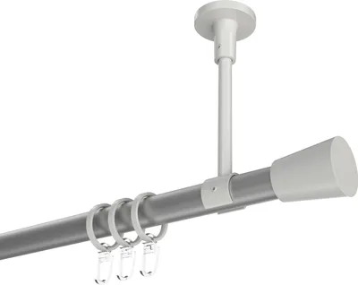 Produktbild von Interdeco Gardinenstange / Vorhangstange Silbergrau / Weiß, Typ Sonette Sitra (Konus) Deckenmontage, 20 mm Ø 1-läufig, 140 cm