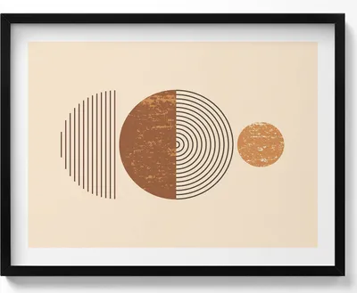 Produktbild von Geometrische Kunst im Boho-Stil– Wandbild mit Rahmen – Gerahmtes Bild  – Wanddekoration – 80x60 cm –  Schwarz Rahmen