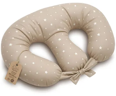 Produktbild von Stillkissen Zwillinge XXL 90x50 cm für Tandem-Stillen Beige mit Weiß Sternen