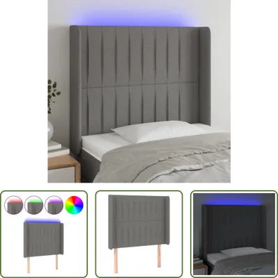 Produktbild von The Living Store LED Kopfteil Dunkelgrau 83x16x118/128 cm Stoff