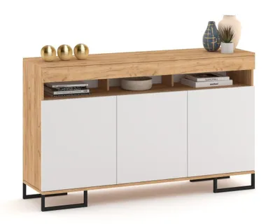 Produktbild von Große Kommode Fernsehschrank LUNA 3D Golden Craft Eiche/Weiß Matt 160cm