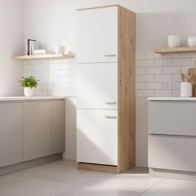Image de Saracenaaa - Armoire de Cuisine, 60x59x216h cm Beige, 5 Étagères