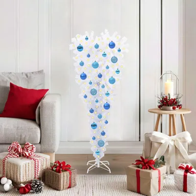 Zdjęcie produktu dla Maison Exclusive - Sztuczne drzewko świąteczne, białe, 120 cm, wykonane z PVC i stali