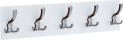 Image de AKKE Blanc Portemanteau horizontal petit CHROME crochets l x h : 70 x 15 cm