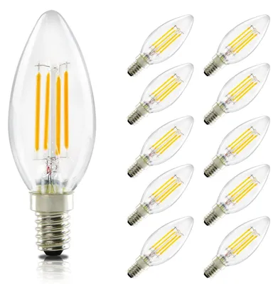 Immagine prodotto di ZMH lampadina E14 vintage 10 pezzi LED lampadina bianco caldo lampada candela 4W filamento lampadina retrò Edison C35 lampadina