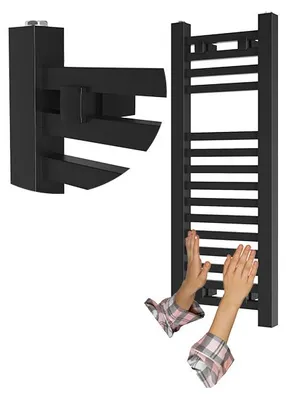 Immagine prodotto di Granitan - Termoarredo bagno - Scaldasalviette 80x45 cm - Radiatore nero - portasciugamani - BERGEN
