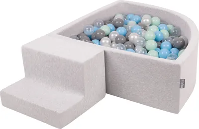 Produktbild von KiddyMoon Spielplatz Aus Schaumstoff Mit 100 Bälle 7cm Hindernisläufen Viertel Eckig Bällebad Mit Stüfchen Element Für Babys Und Kinder