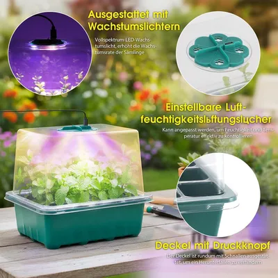 Image de Serre de culture intérieure, vert, lot de 2, pour plantes et herbes aromatiques, idéale pour la cuisine