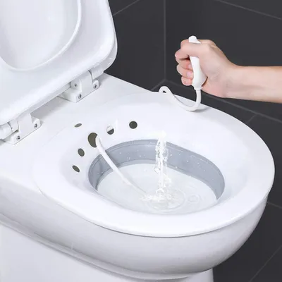 Produktbild von Sitzbadewanne, Sitzbad für Toilette, Faltbares Sitzbadewanne für Hämorrhoiden, Bidet Einsatz, Badewanne Waschbecken für Schwangere, Grau