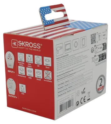 Produktbild von SKROSS Reiseadapter, Steckeradapter weltweit nach USA, mit USB-Ladefunktion, AC20PD