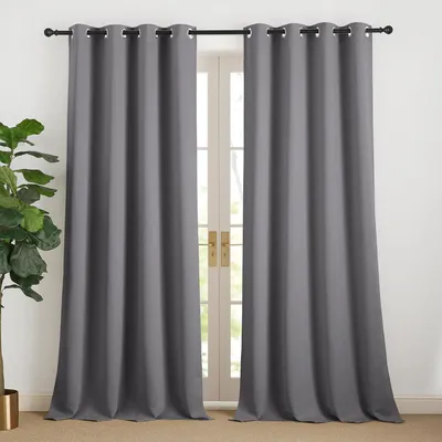 Obrázok produktu pre Záclony a závesy: 240 cm dlhý záves do obývačky, moderný, hrubý záves na ochranu pred chladom, sivý, zatemňovací záves, s okami
