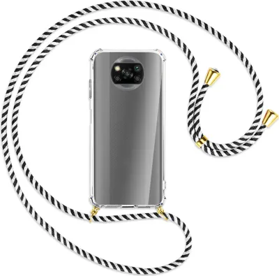Produktbild von Handykette Backcover-Schutzhülle mit Band (Metall goldfarben) für Xiaomi Poco X3 NFC - rosa Karo