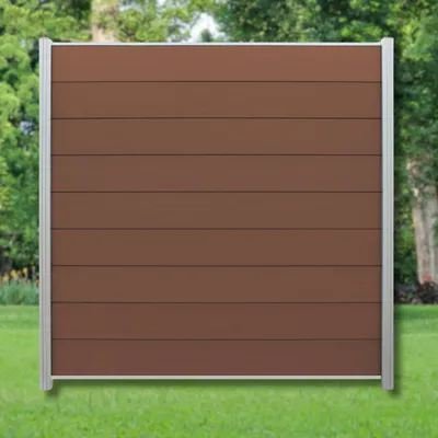 Produktbild von WPC Zaun Set Komplettset Sichtschutzzaun Alupfosten Redwood Braun 180x180 cm