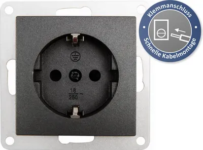 Produktbild von Schutzkontakt-Steckdose McPower ''Flair'', 250V/16A, Klemmanschluss, anthrazit
