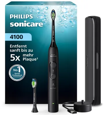 Produktbild von Philips 4100 series 4100 HX4044/52 Wiederaufladbare Zahnbürste, Erwachsener, Schallzahnbürste, Zahnfleischpflege, 31000 Bewegungen pro Minute, Schwarz, 2 min, 4 x 30 sec