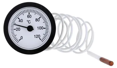 Haarthermometer, transparent, 0–120 °C, Kapillaranzeige, Ø 5,2 cm