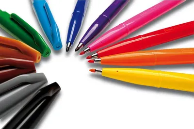 Productafbeelding van Pentel S520-Y Sign Pen, fineliner, 0,8 mm lijndikte, okerkleurig, verpakking van 12 stuks
