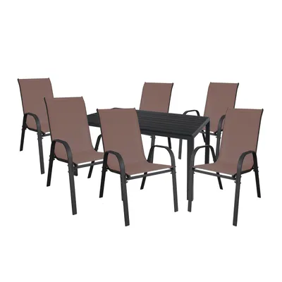 Produktbild von Gartengarnitur Sitzgarnitur 7-teilig L150xB90cm Aluminium / Nonwood