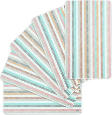 Produktbild von Kesper 31254 Dekor-Frühstücksbrettchen mit Streifen, Melamin, eckig 23,5 x 14,5 x 0,4 cm, mehrfarbig (5er Pack)