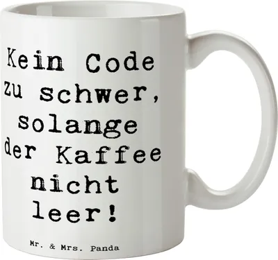 Produktbild von Mr. & Mrs. Panda Kaffeetasse Spruch Code und Kaffee - Weiß - Geschenk, Programmierer, Softwareentwickler, Berufspassion, Technologie, Kaffeebecher, Tasse, Programmierung