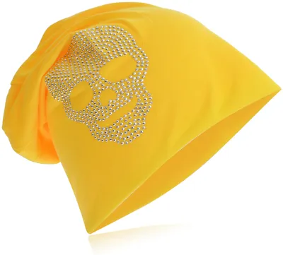 Produktbild von Beanie Muetze Totenkopf Gelb
