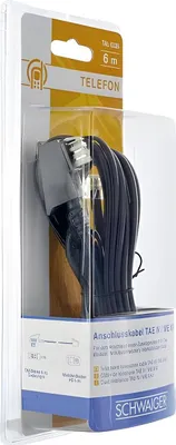 Obrázok produktu pre Schwaiger 6.0m RJ-11 - TAE-N - 6 m - RJ-11 - TAE-N - Schwarz - Männlich/Männlich
