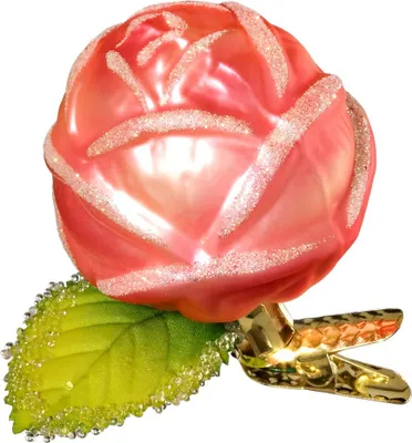 Produktbild von Christbaumschmuck Rose auf Clip 7cm Glas Figur Rosa