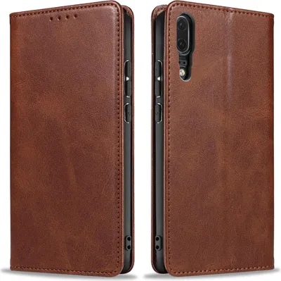 Produktbild von Handyhülle für Huawei P20 Kunstleder Flip Cover Hülle Handytasche Case Kartenfach Farbe: Dunkelbraun