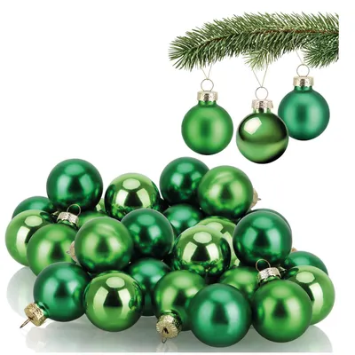 40 Glaskugeln Ø 3 cm – Weihnachtsbaumschmuck, Apfelgrün & Gold