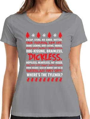 Produktbild von WHERES THE TYLENOL Christmas Ugly Sweater Schöne Bescherung Griswold Damen T-Shirt, Grau, XL
