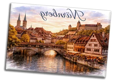 Produktbild von Souvenir Magnet mit Stadtansicht von Nürnberg bei Sonnenuntergang
