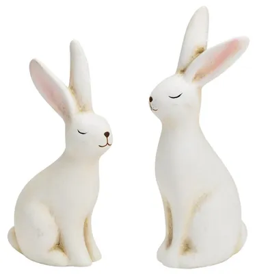 Produktbild von Osterhasen Hasenfigur Osterdeko Dekohase weiß 2er 14 cm