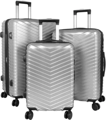 Produktbild von Hartschalen Trolleyset Kofferset mit Dehnfalte und TSA Schloss PM Aligse Silber Set (M,L,XL)