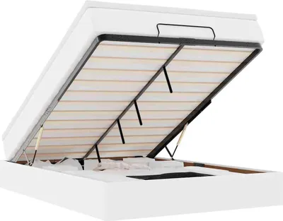 Zdjęcie produktu dla vidaXL Łóżko otomana z materacem białe 140x200 cm imitacja skóry