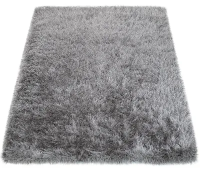 Produktbild von Hochflor Teppich Wohnzimmer Schlafzimmer Shaggy Einfarbig Flauschig Modern Grau Grösse 80x150 cm
