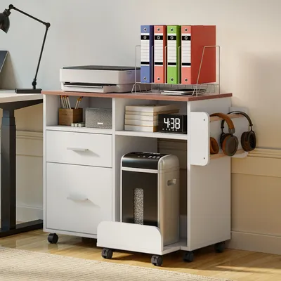 Produktbild von Aktenschrank mit abnehmbarem Boden & Hängestange, Rollcontainer, Aufbewahrungsschrank, Büroschrank, Weiß