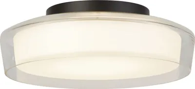 Immagine prodotto di Lampada da soffitto a LED in vetro metallo con dimmer IP44 luce bianca calda 3000 K 793 lm Ø 30 cm rotonda nero bianco opaco