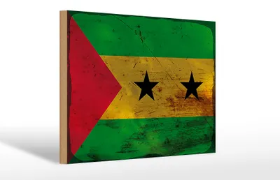 Produktbild von Holzschild Flagge São Tomé und Príncipe 30x20cm Flag Rost