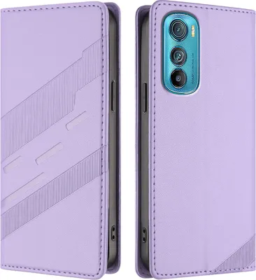 Image de Etui pour Motorola Edge 30, étui portefeuille en cuirPolyuréthaneavec fente pour cartes et fonction stand Violett
