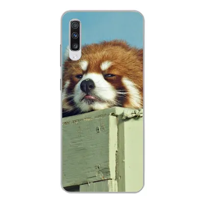 Produktbild von MuchoWow® Handyhülle Schutzhülle Hülle für Samsung Galaxy A70 Panda - Holz - Rot Silikon Softcase Handy Hülle - Schutzhaube