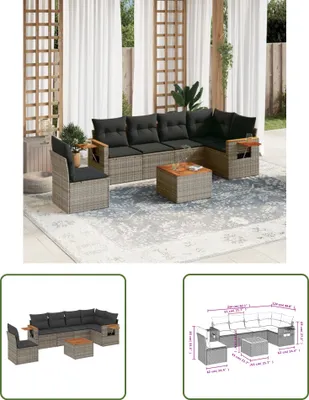 Produktbild von The Living Store 7-tlg. Garten-Sofagarnitur mit Kissen Grau Poly Rattan