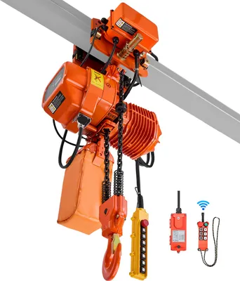Obrázek produktu pro Elektrický řetězový kladkostroj SucceBuy 2000 kg, výška zdvihu 6,1 m, třífázový, s 100 m rádiovým a 4,8 m kabelovým dálkovým ovládáním, dvojitý řetěz G100, funkce nouzového zastavení, vhodný pro továrny, sklady a garáže