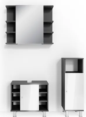 Produktbild von Badmöbel-Set Vicco Fynn Anthrazit 3 Teile, mit Midischrank, Model 30261