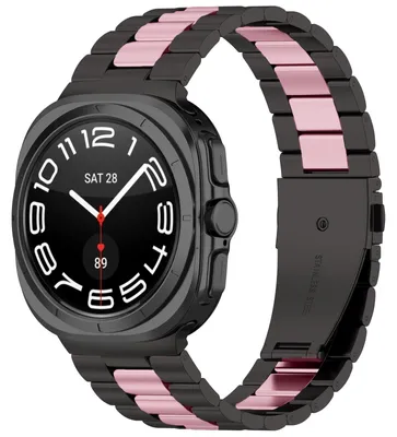 Produktbild von By Qubix Edelstahl-Gliederarmband - Schwarz mit Roségold - passend für Samsung Galaxy Watch 8 - 40 mm / 44 mm