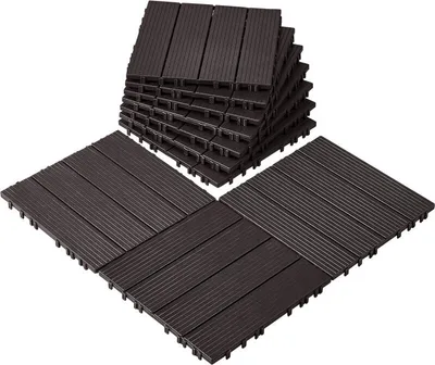 Zdjęcie produktu dla Płytki tarasowe click 30x30 cm - 10 sztuk ciemny brąz - Płytki balkonowe do użytku na zewnątrz - Antypoślizgowe - Wysokiej jakości płytki podłogowe